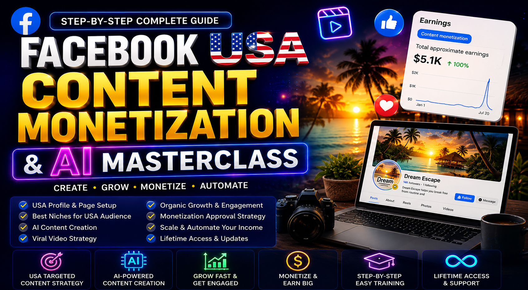 Facebook USA Content Monetization & AI Masterclass